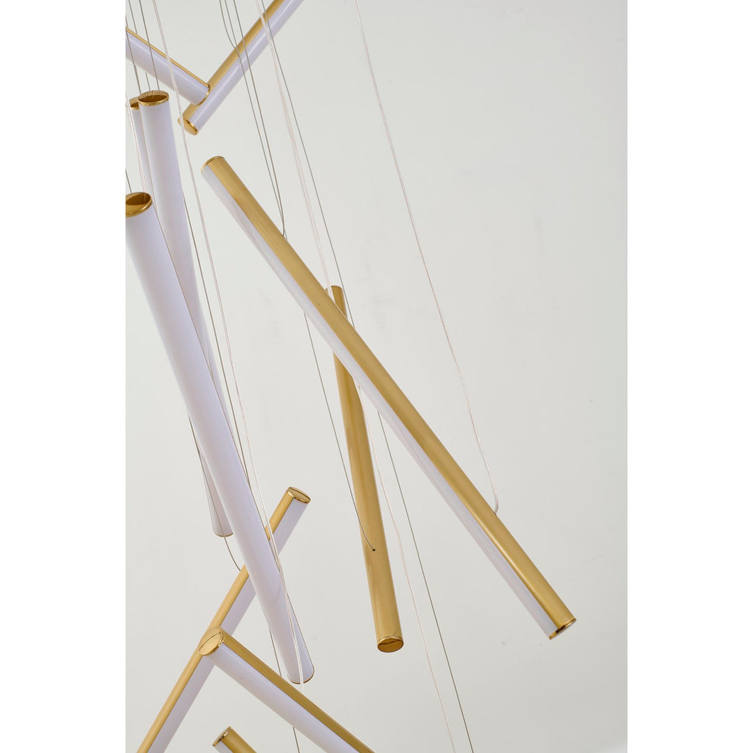 12-Light Brass Metal Led Chandelier With White Acrylic Diffusers