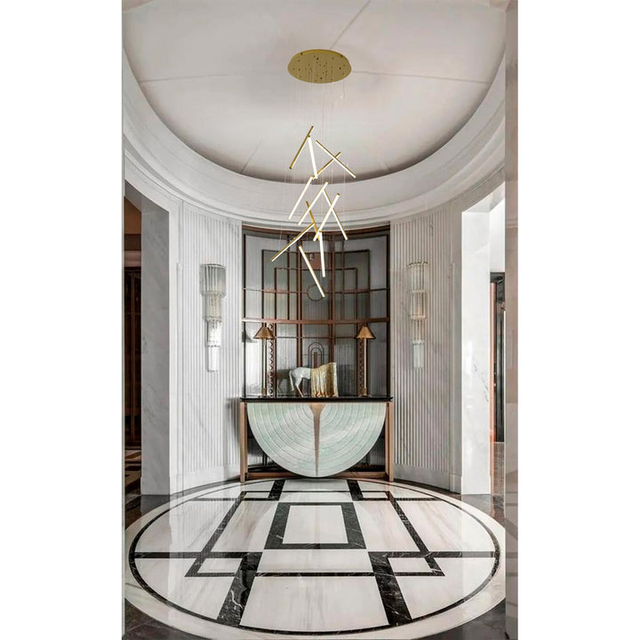 12-Light Brass Metal Led Chandelier With White Acrylic Diffusers
