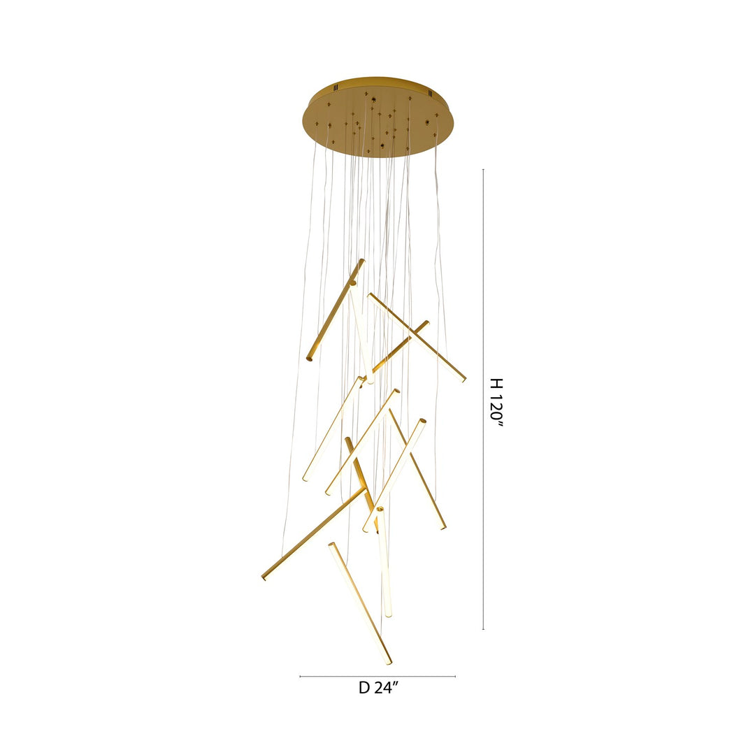 12-Light Brass Metal Led Chandelier With White Acrylic Diffusers