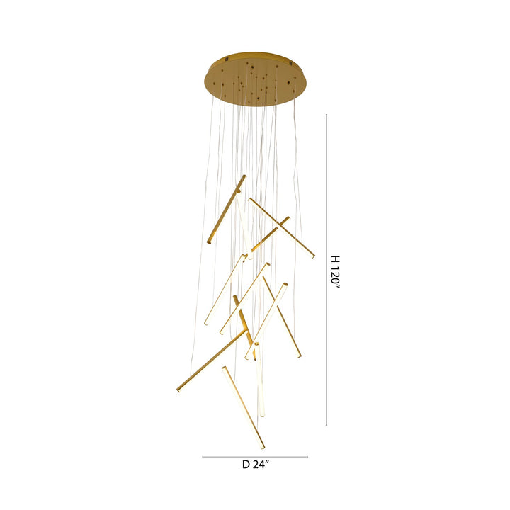12-Light Brass Metal Led Chandelier With White Acrylic Diffusers