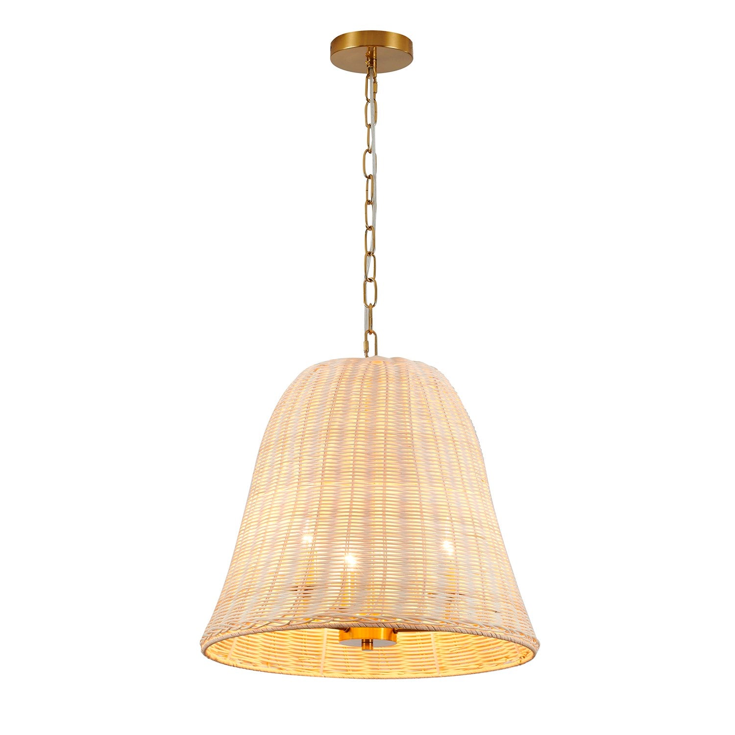 3-Light Brass Chandelier With A Natural White Wood Vine Basket Shade by Bethel