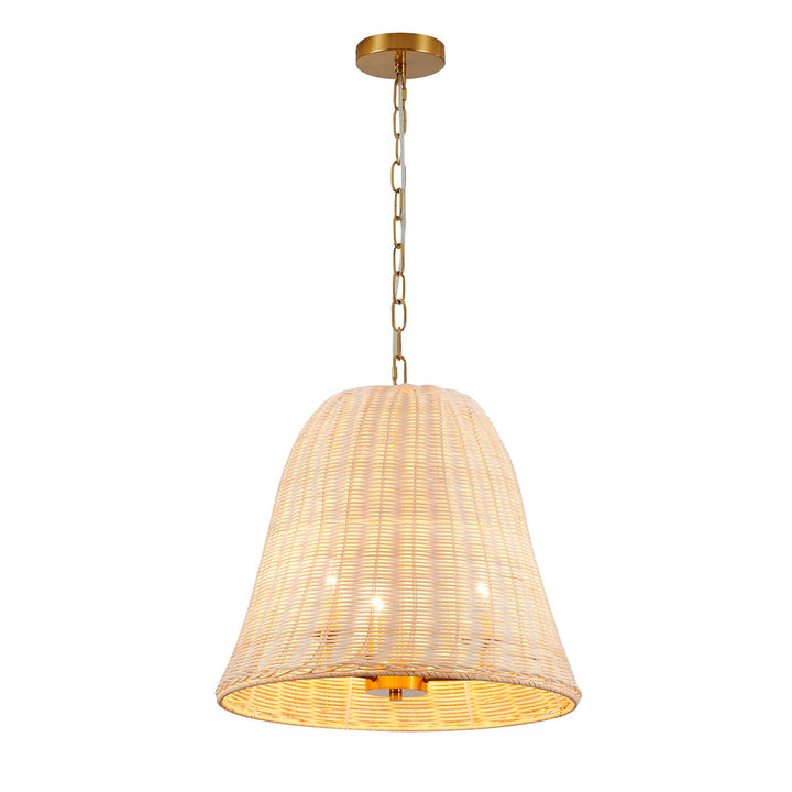 3-Light Brass Chandelier With A Natural White Wood Vine Basket Shade by Bethel