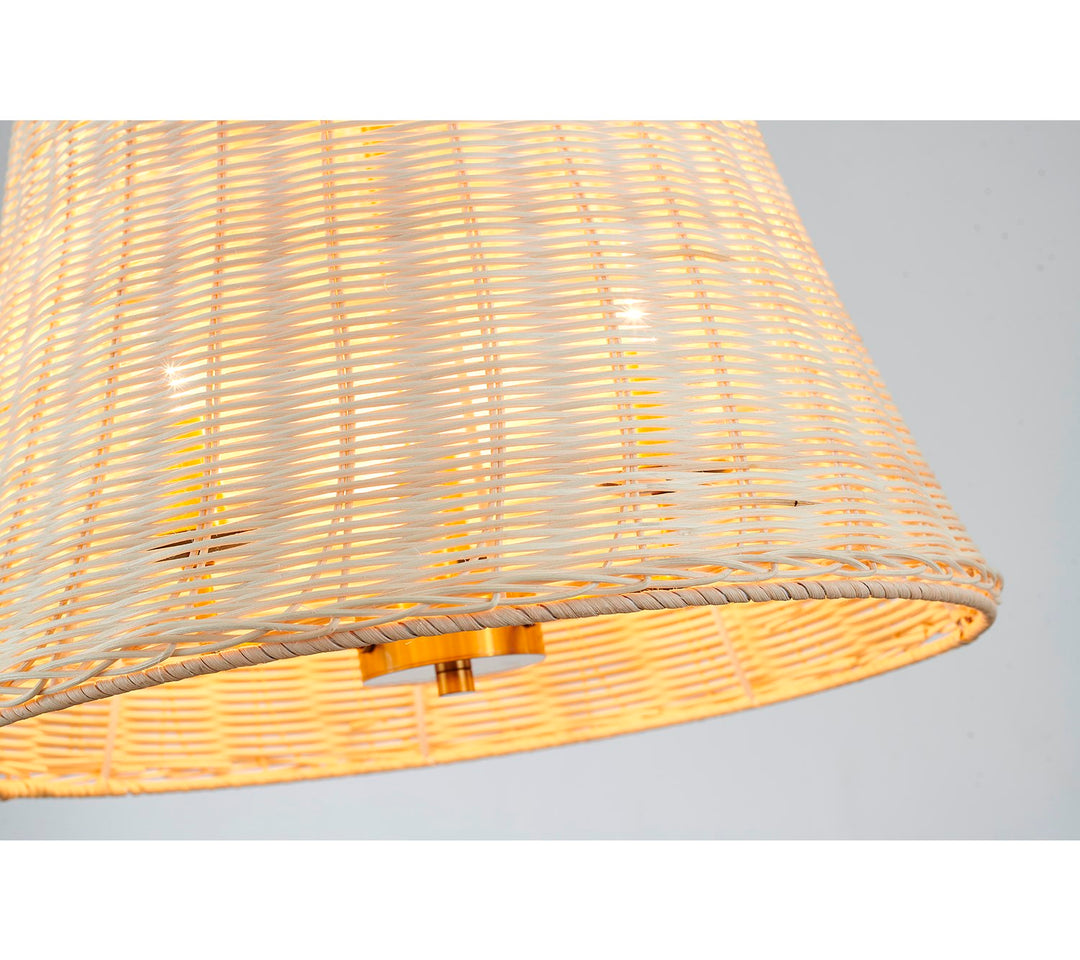 3-Light Brass Chandelier With A Natural White Wood Vine Basket Shade