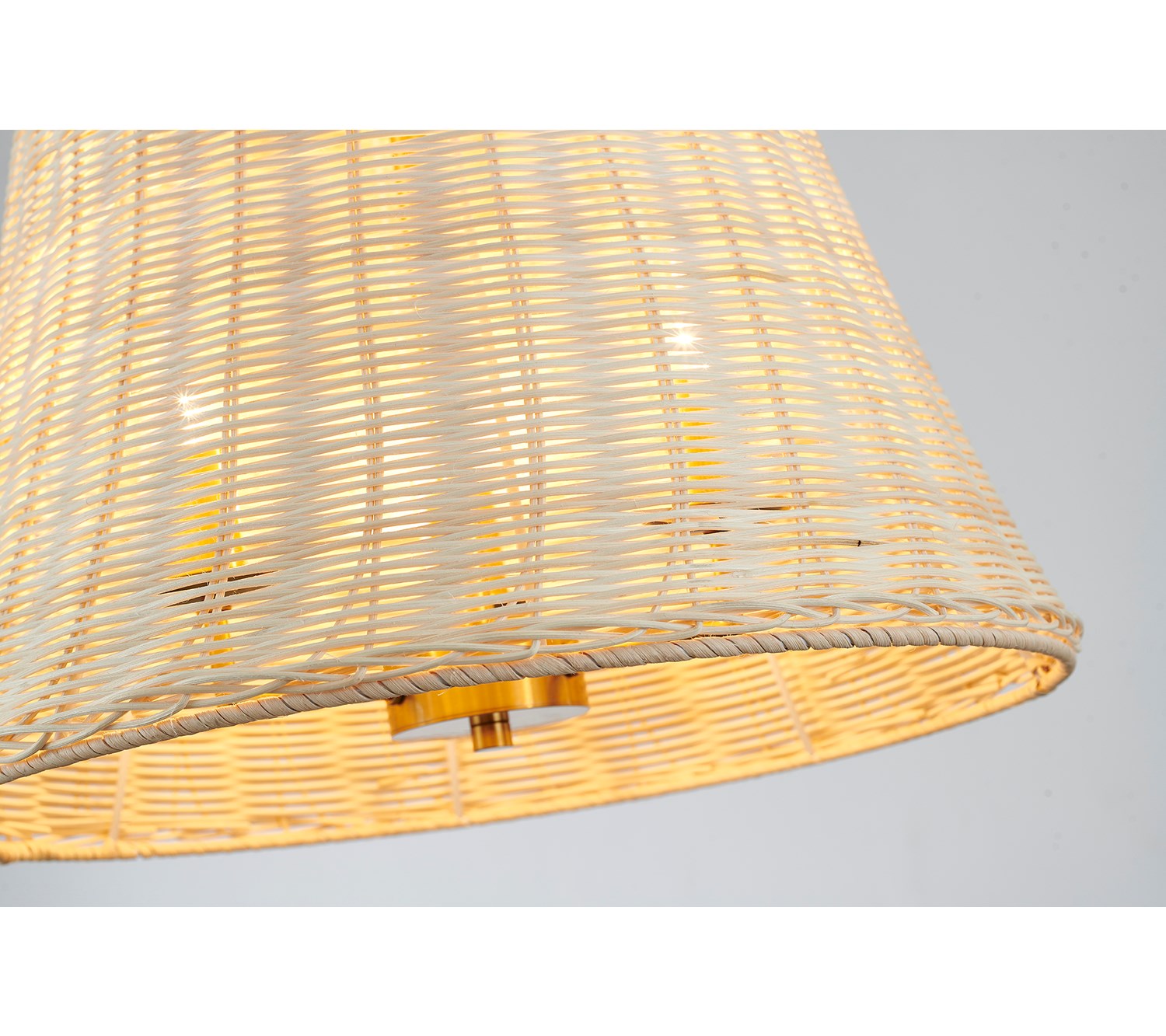 3-Light Brass Chandelier With A Natural White Wood Vine Basket Shade