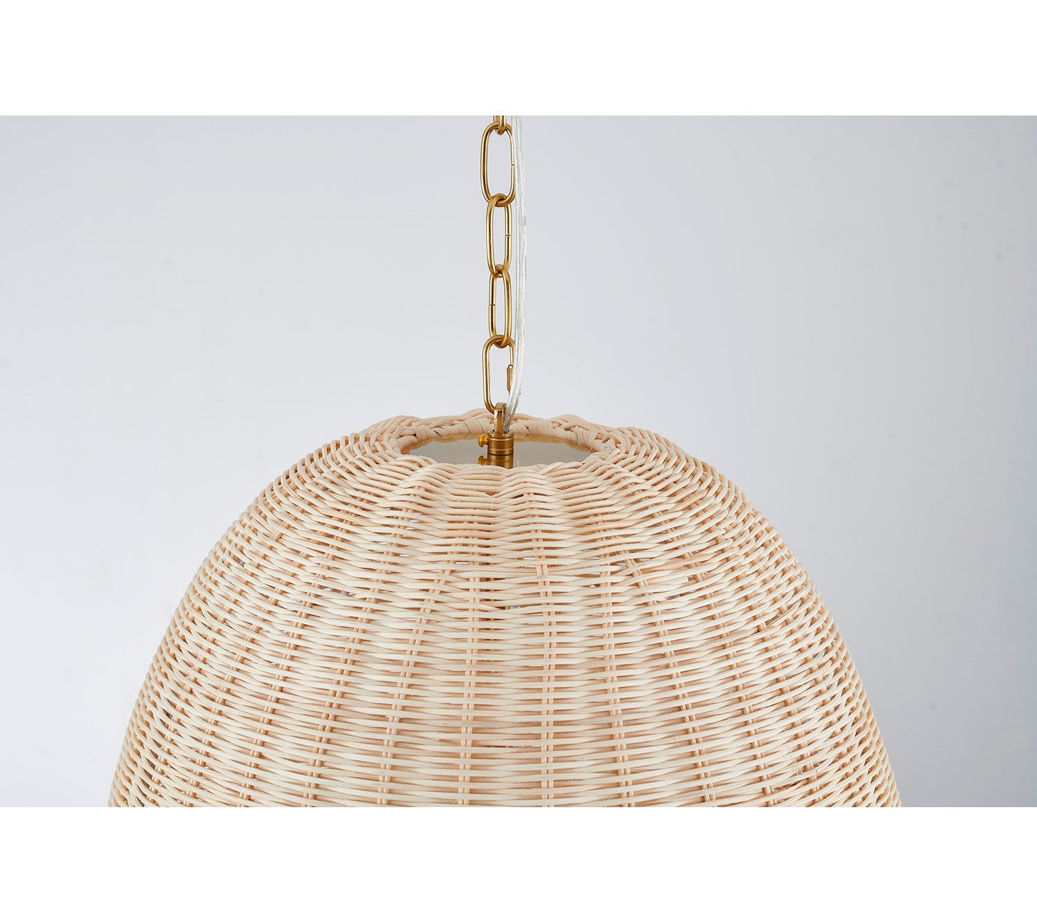 6-Light Brass Chandelier With A Natural White Wood Vine Basket Shade