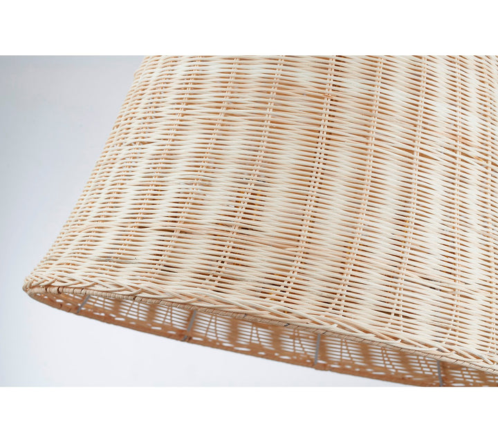 6-Light Brass Chandelier With A Natural White Wood Vine Basket Shade