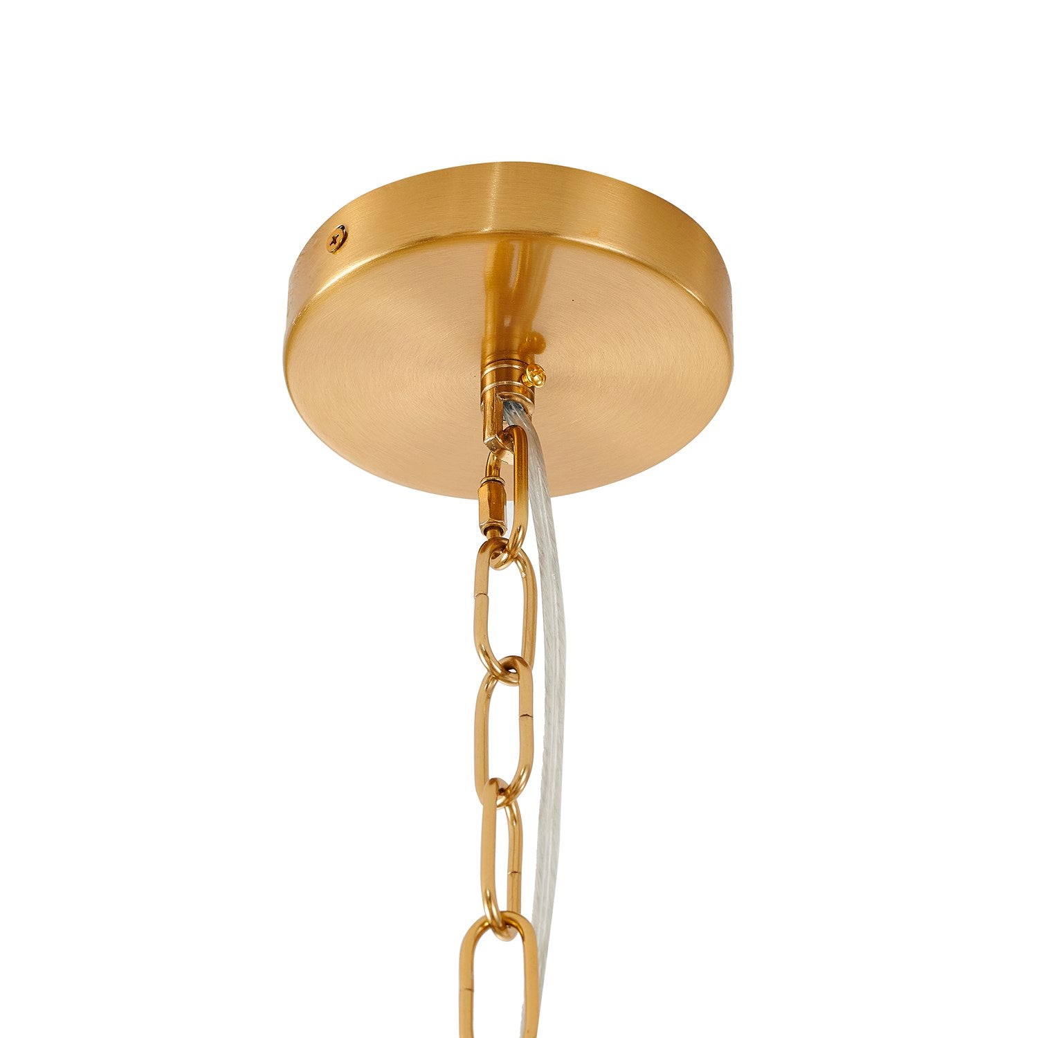 5-Light Brass Chandelier With A Natural White Wood Vine Basket Shade
