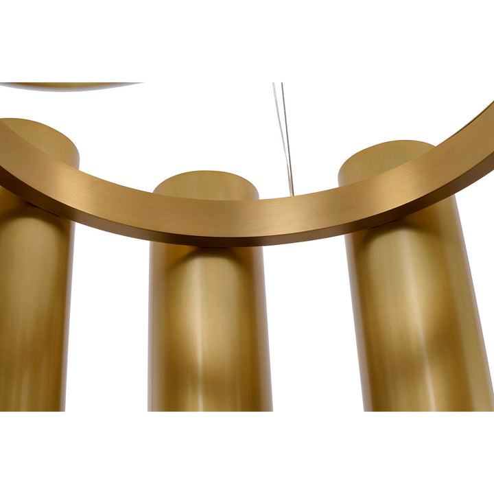 9-Light Satin Brass Aluminum Led Chandelier With White Alabaster Accents