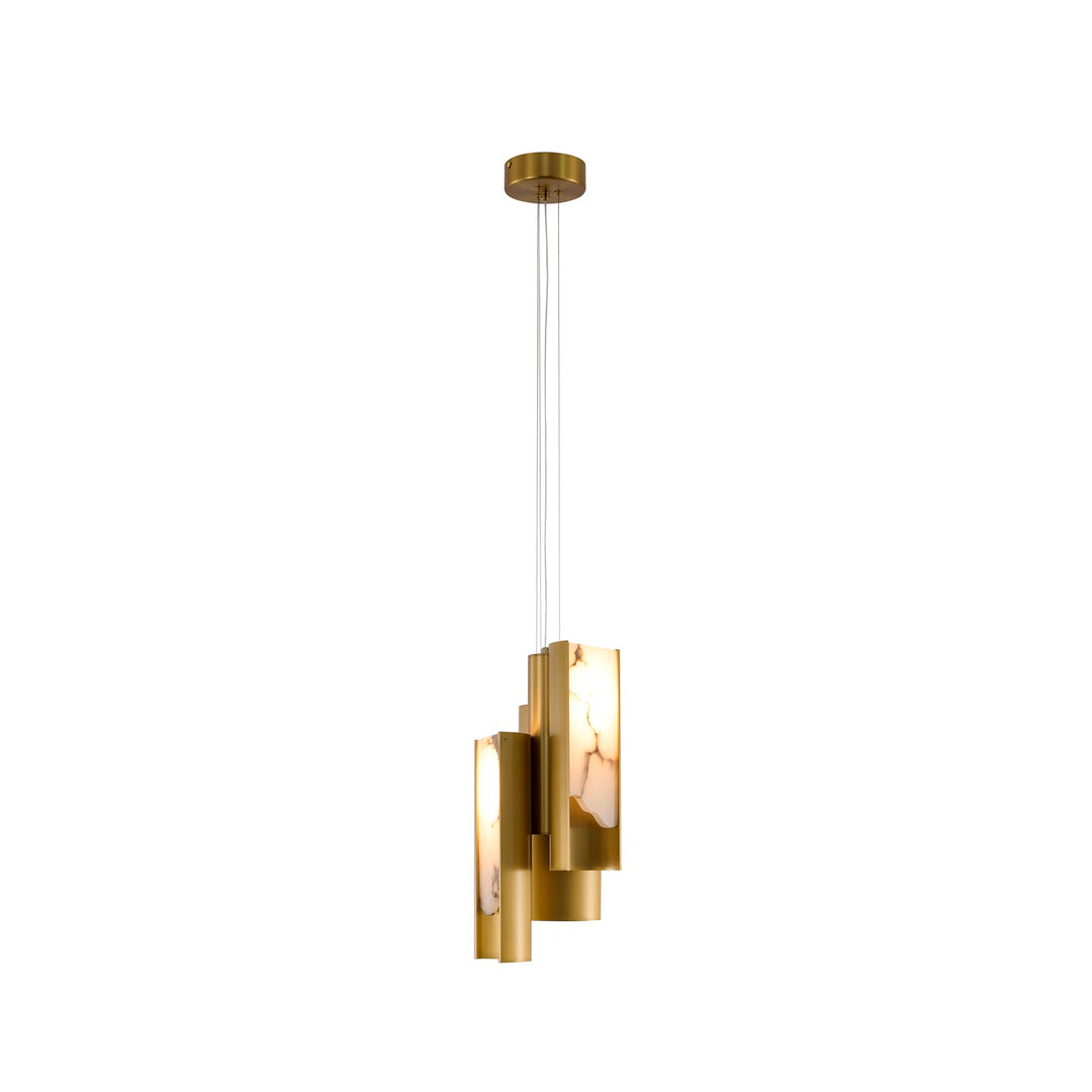 3-Light Satin Brass Aluminum Led Pendant With White Alabaster Accents by Bethel