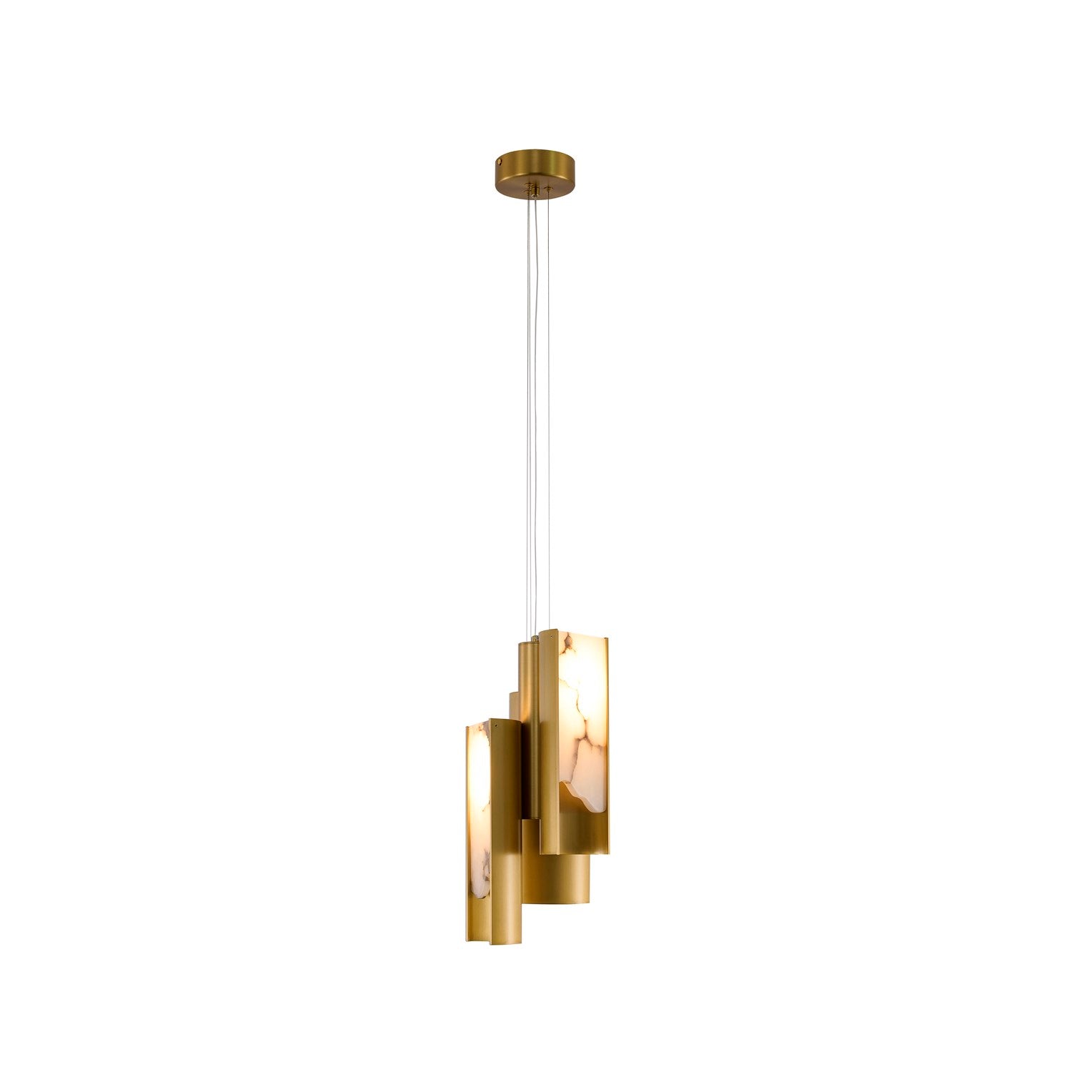 3-Light Satin Brass Aluminum Led Pendant With White Alabaster Accents by Bethel