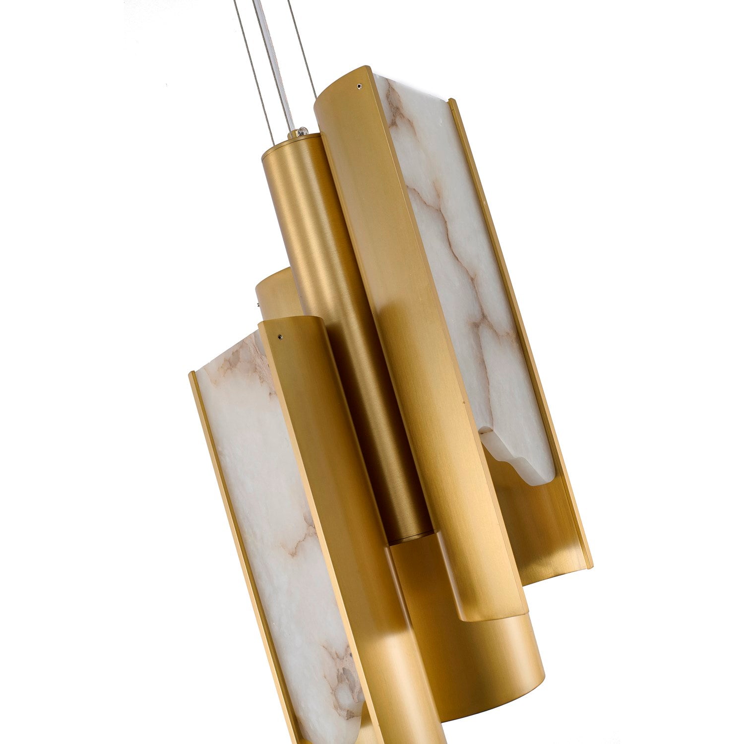 3-Light Satin Brass Aluminum Led Pendant With White Alabaster Accents