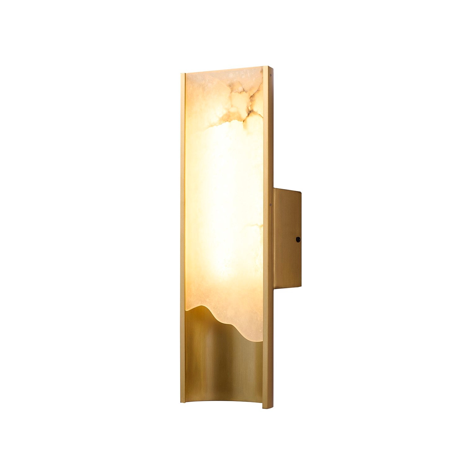 1-Light Stain Brass Aluminum Led Wall Sconce With White Alabaster Accents by Bethel
