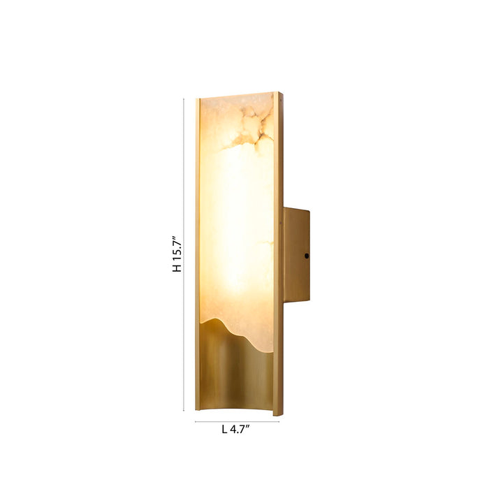 1-Light Stain Brass Aluminum Led Wall Sconce With White Alabaster Accents