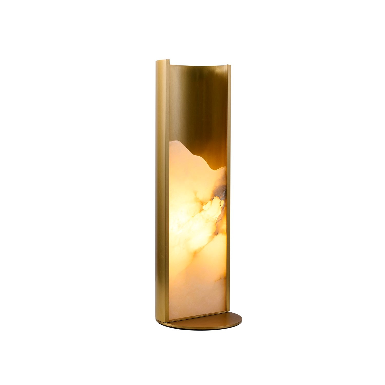 1-Light Stain Brass Aluminum Table Lamp With A White Alabaster by Bethel