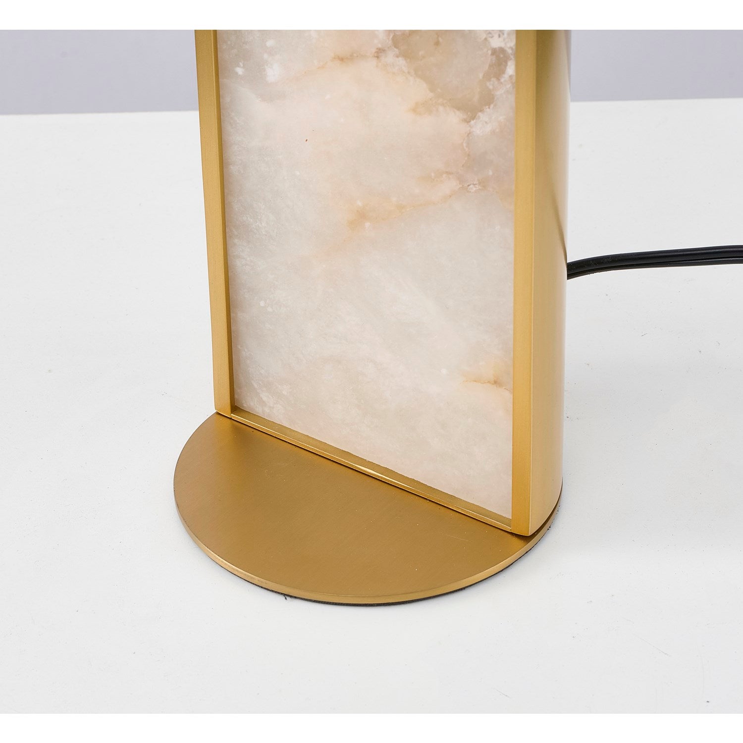 1-Light Stain Brass Aluminum Table Lamp With A White Alabaster
