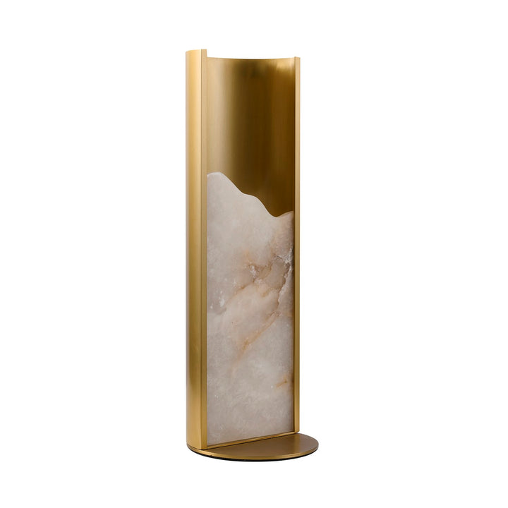 1-Light Stain Brass Aluminum Table Lamp With A White Alabaster