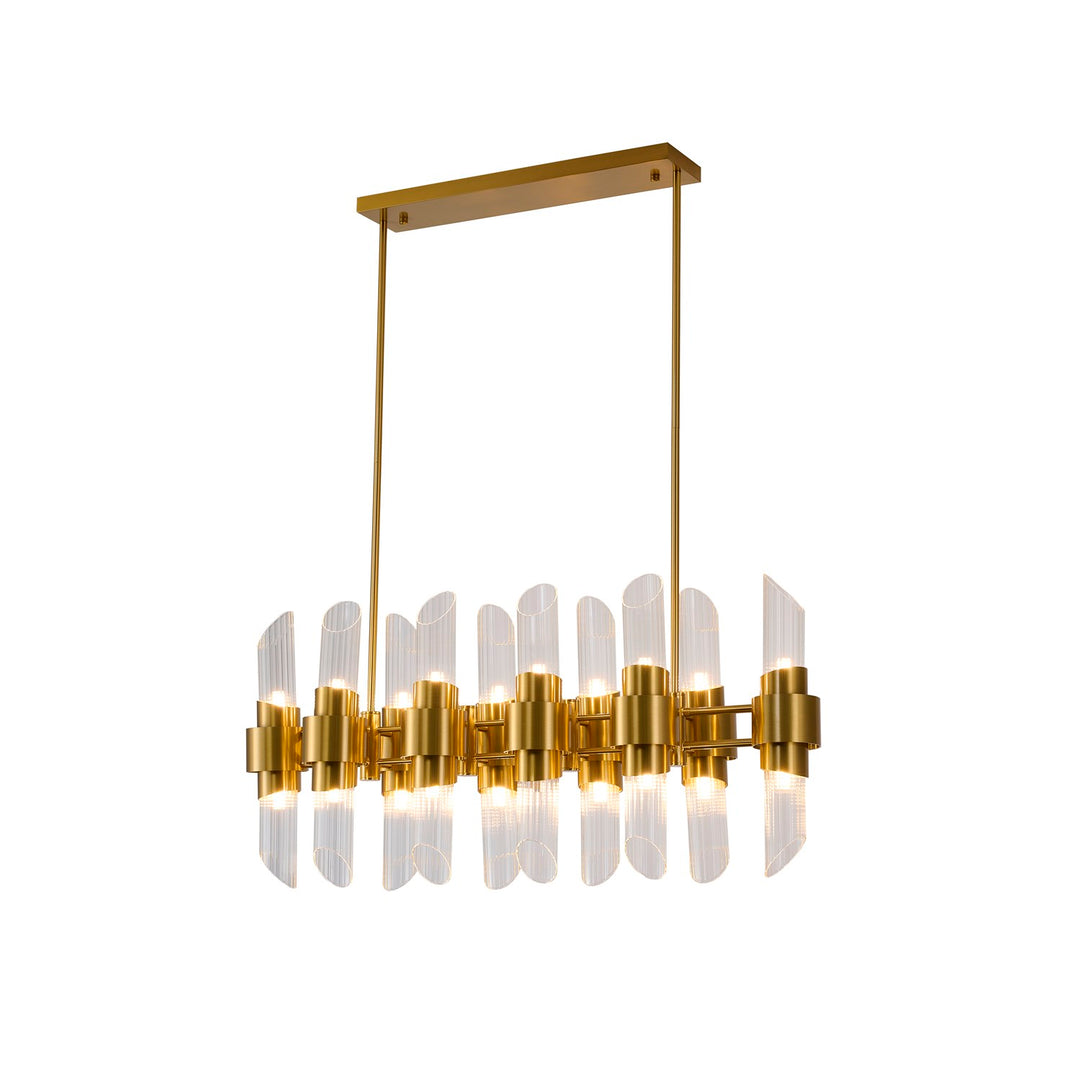 20-Light Satin Brass Iron Chandelier With Glass Shades by Bethel