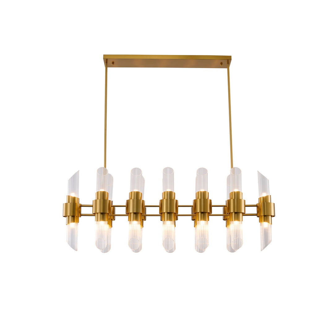 20-Light Satin Brass Iron Chandelier With Clear Glass Shades by Bethel