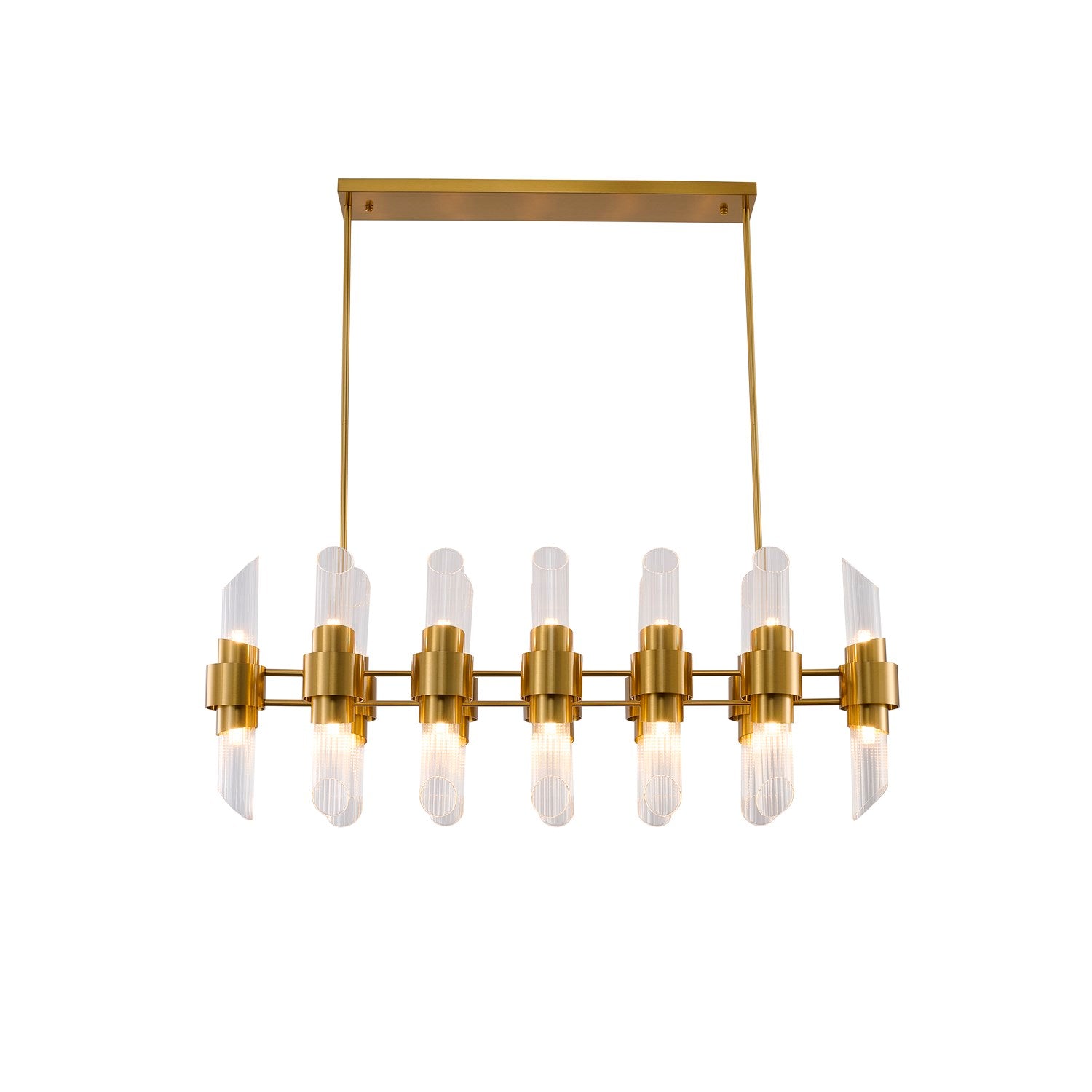 20-Light Satin Brass Iron Chandelier With Clear Glass Shades by Bethel