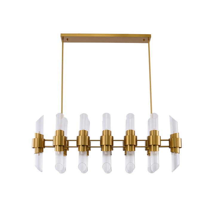 20-Light Satin Brass Iron Chandelier With Clear Glass Shades