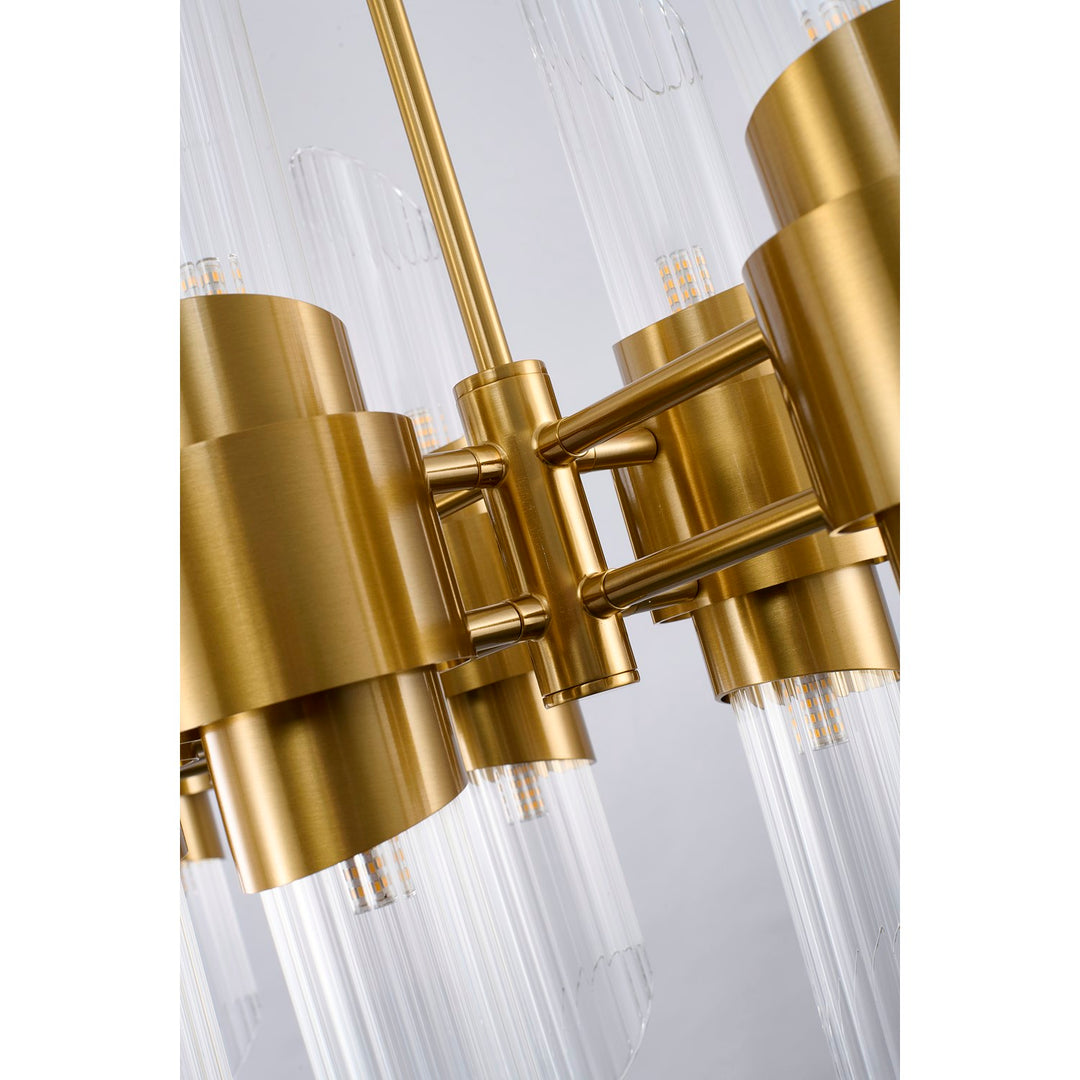 20-Light Satin Brass Iron Chandelier With Clear Glass Shades