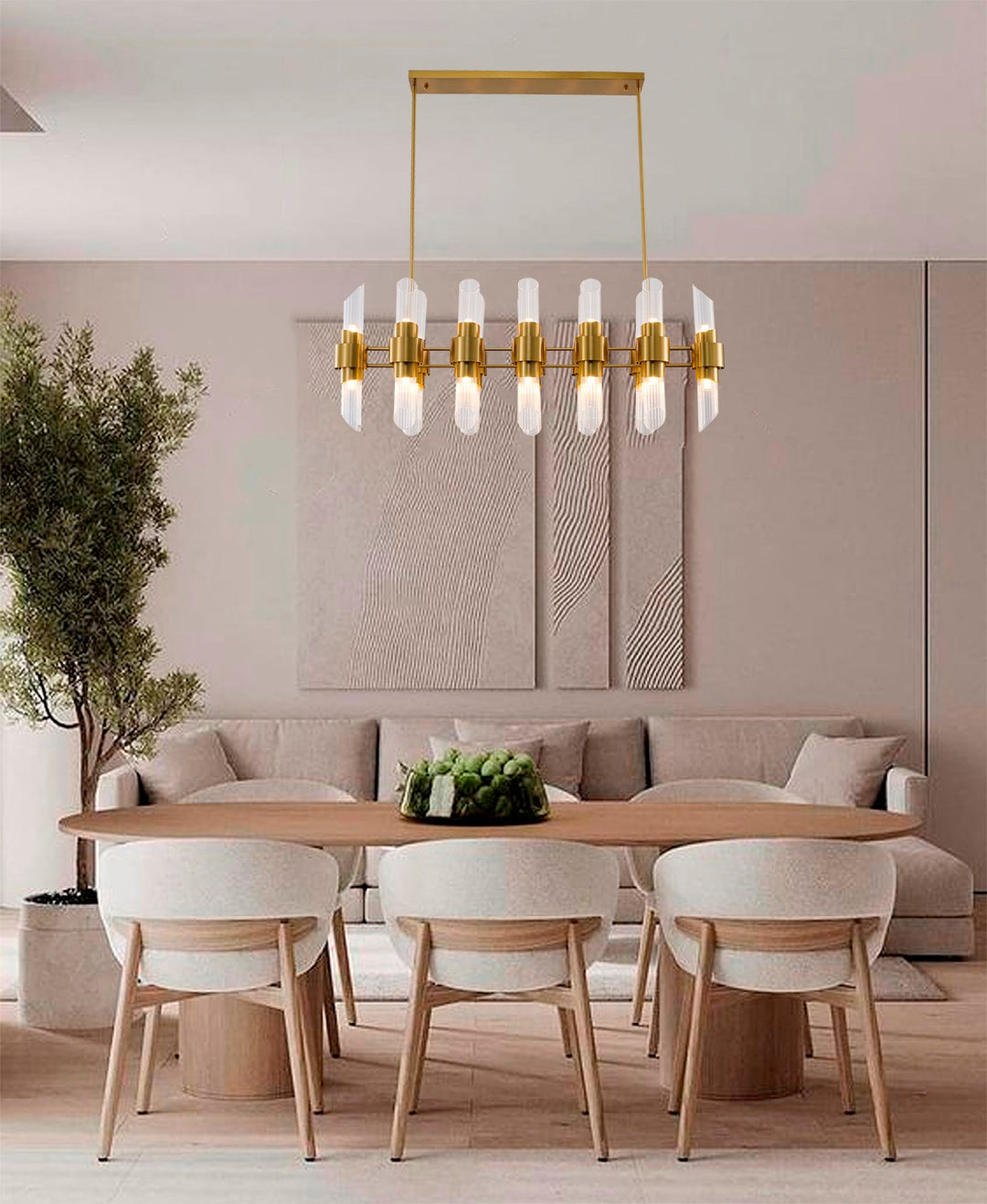 20-Light Satin Brass Iron Chandelier With Clear Glass Shades