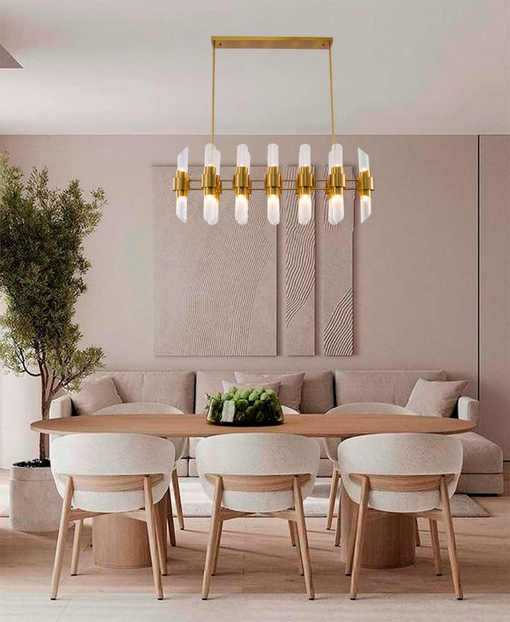 20-Light Satin Brass Iron Chandelier With Clear Glass Shades