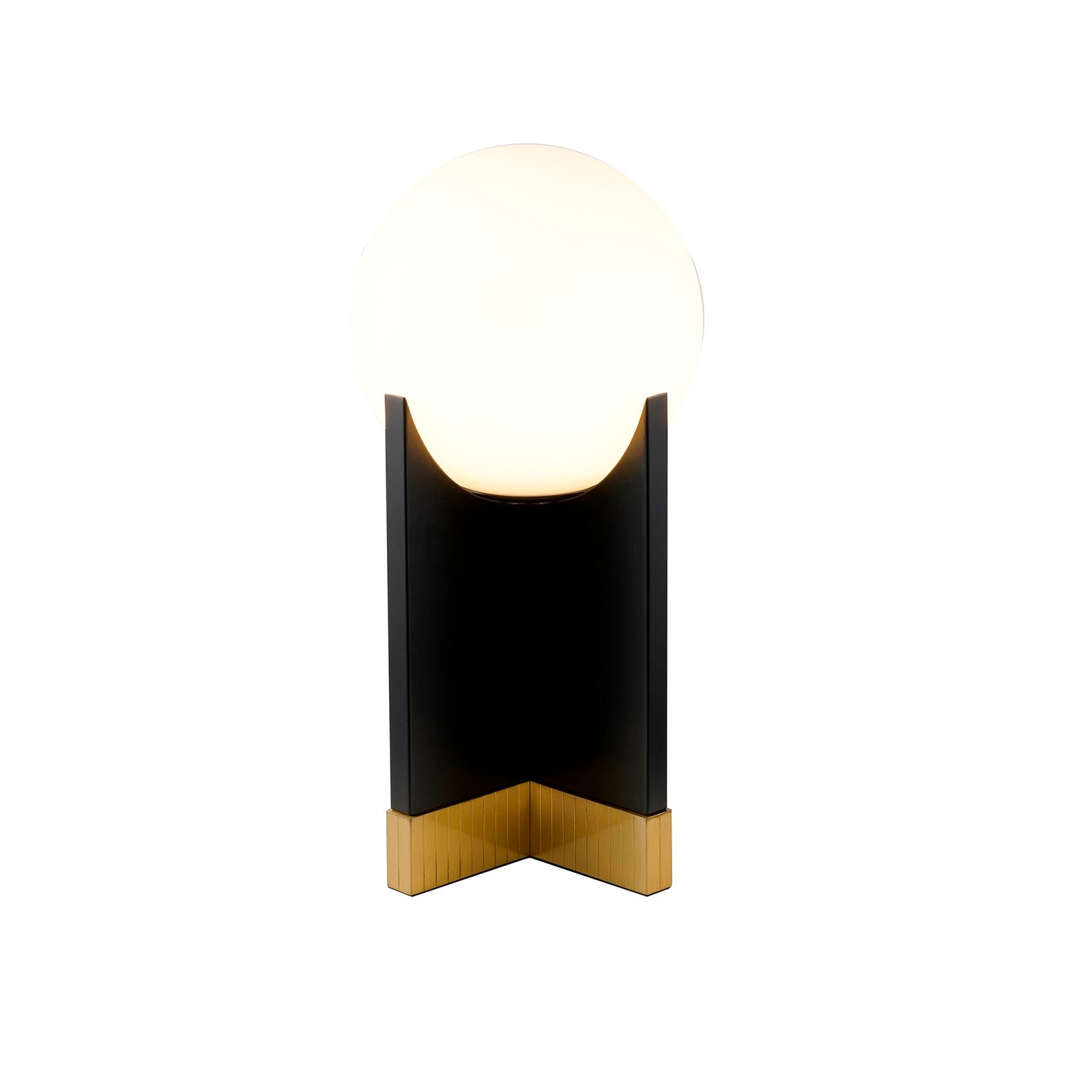 1-Light Table Lamp With A Stain Brass Stainless Steel Base, Black Iron Body by Bethel