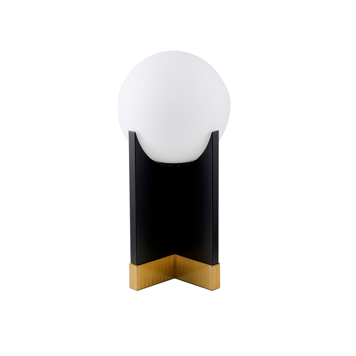 1-Light Table Lamp With A Stain Brass Stainless Steel Base, Black Iron Body