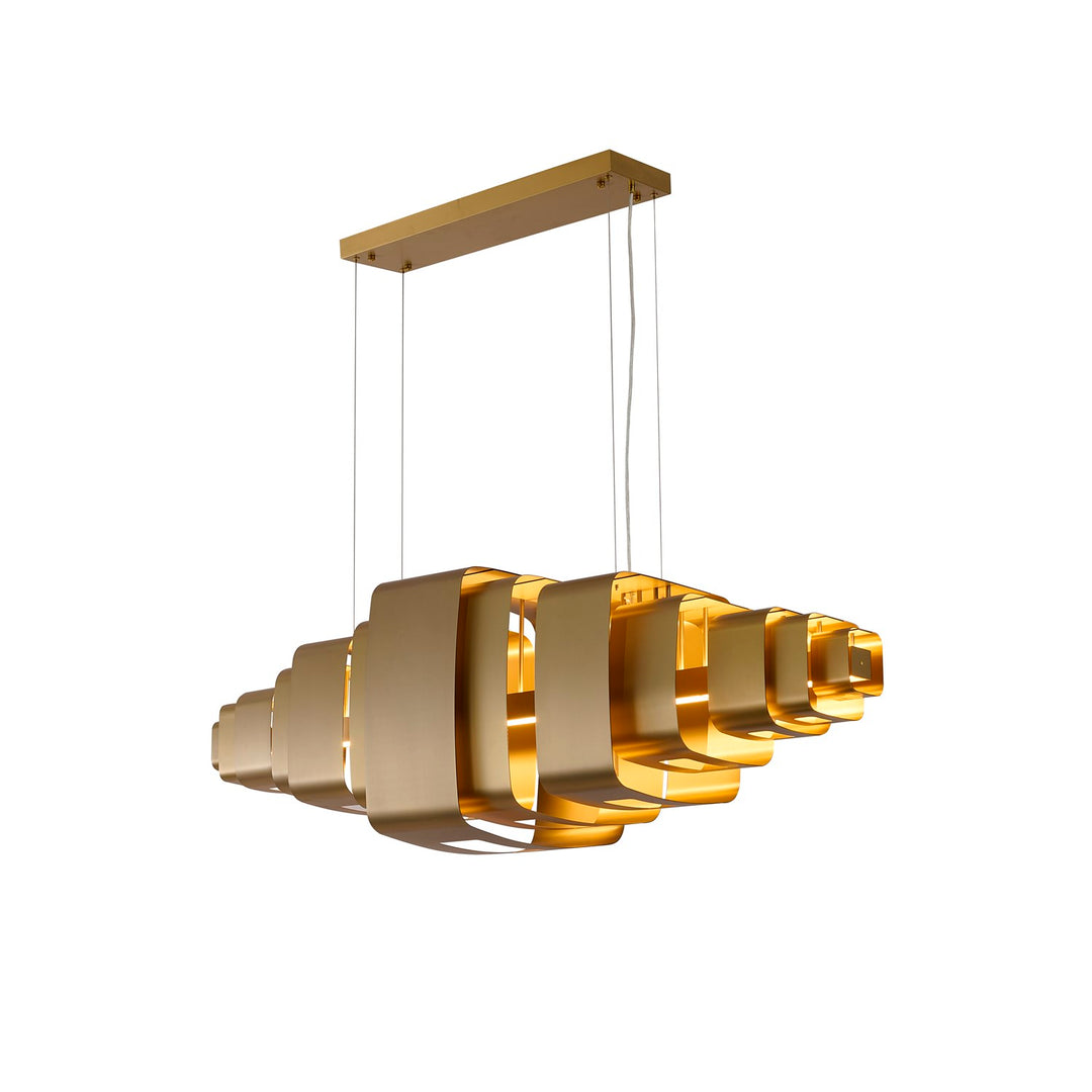 1-Light Satin Brass Stainless Steel Led Chandelier by Bethel