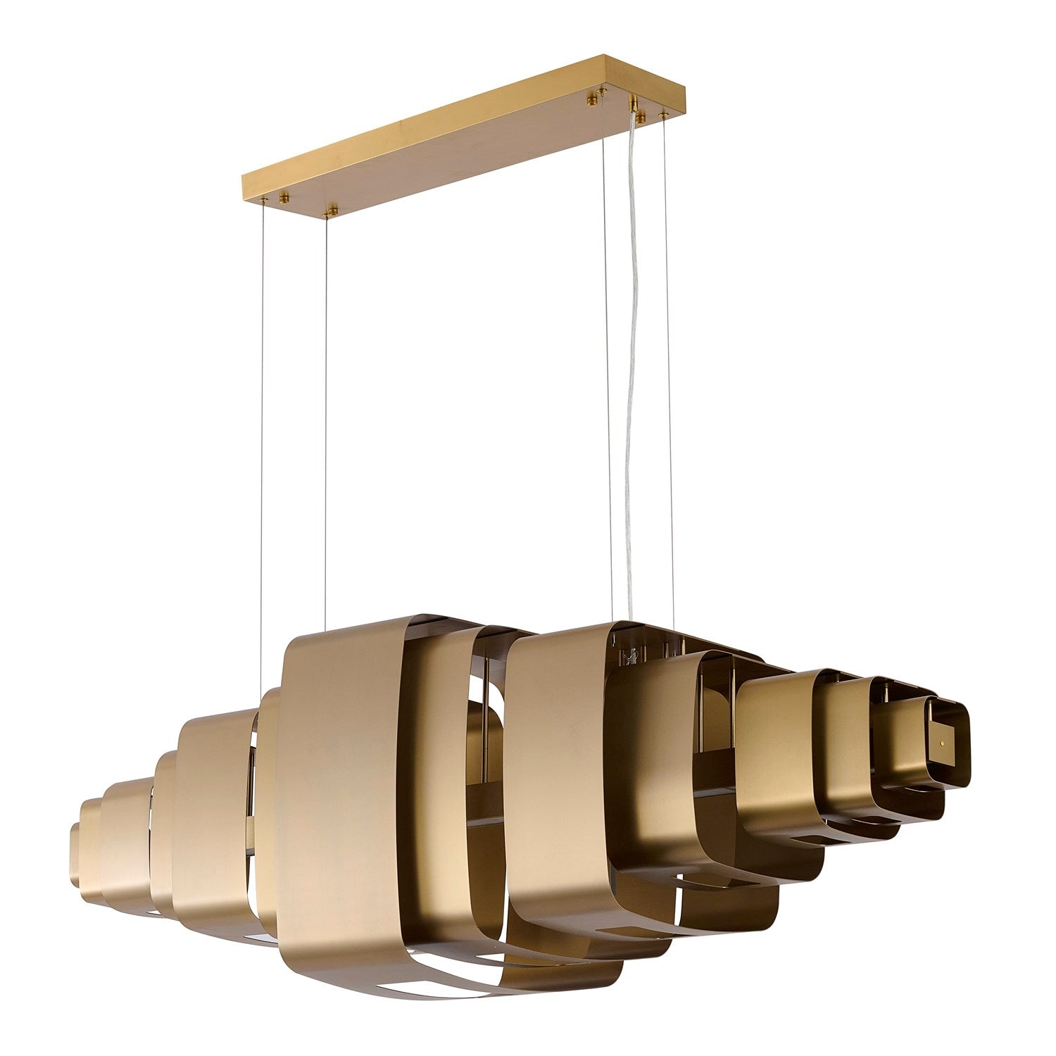 1-Light Satin Brass Stainless Steel Led Chandelier