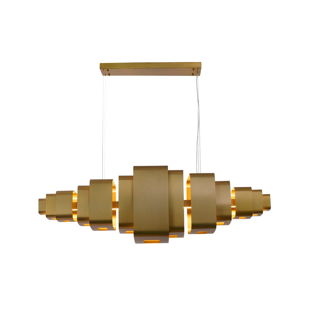 1-Light Satin Brass Stainless Steel Led Chandelier