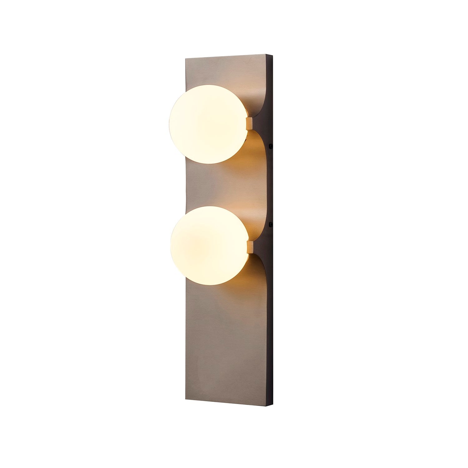 2-Light Black Stainless Steel Wall Sconce With White Glass Shades by Bethel