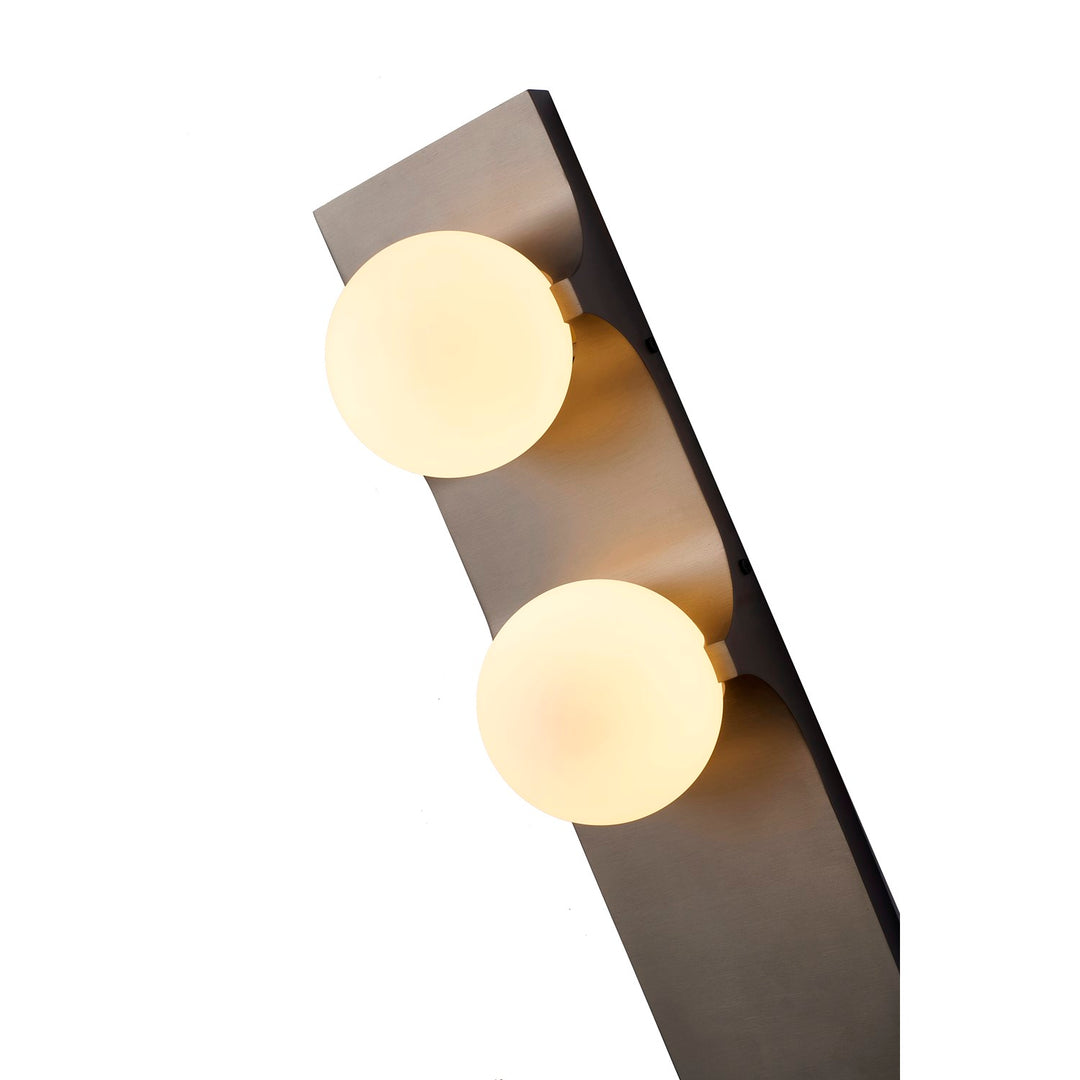 2-Light Black Stainless Steel Wall Sconce With White Glass Shades