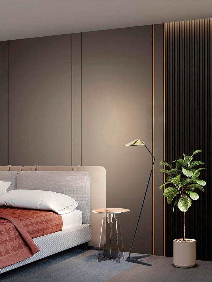 1-Light Black Aluminum Led Floor Lamp With A Shade And Clear Crystal Cover