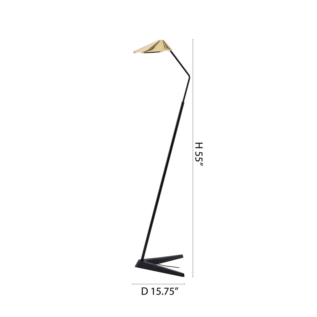 1-Light Black Aluminum Led Floor Lamp With A Shade And Clear Crystal Cover