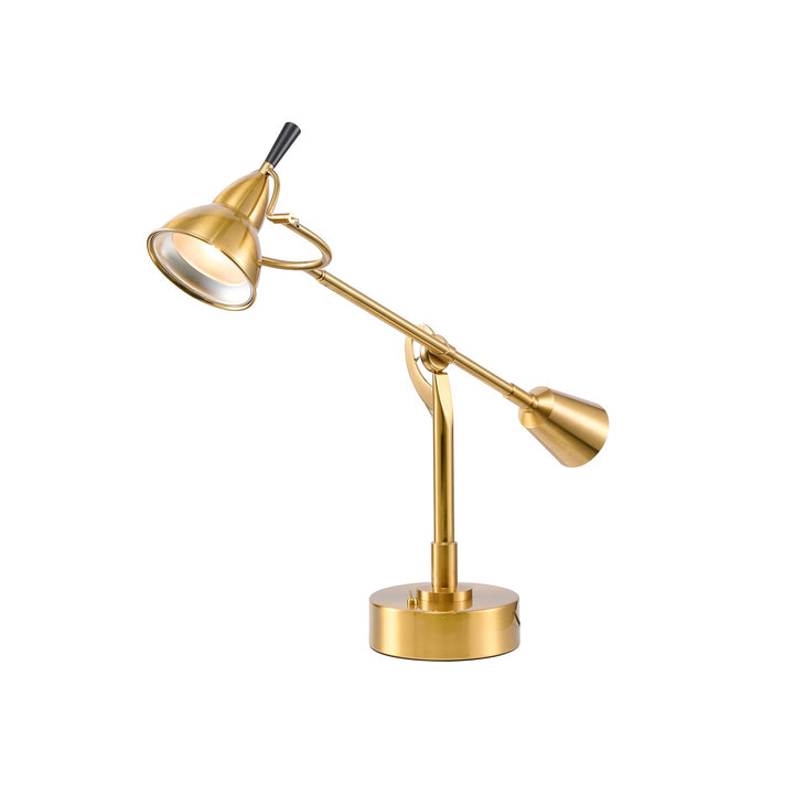 1-Light Brass Iron Table Lamp With A Shade And Clear Glass Cover by Bethel