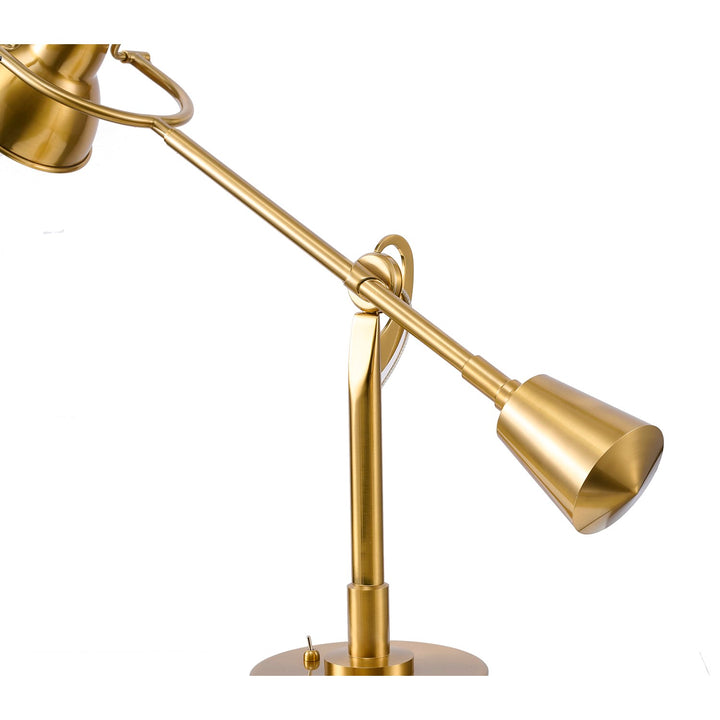 1-Light Brass Iron Table Lamp With A Shade And Clear Glass Cover