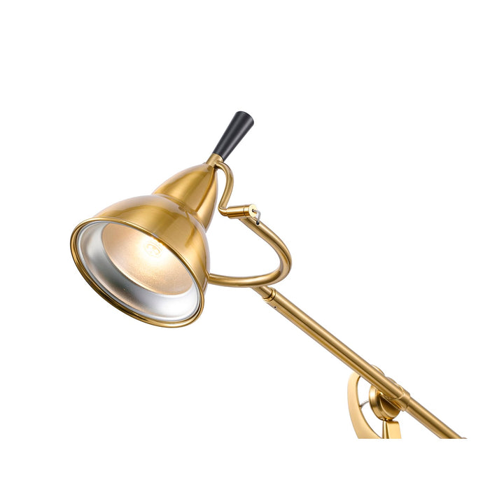 1-Light Brass Iron Table Lamp With A Shade And Clear Glass Cover