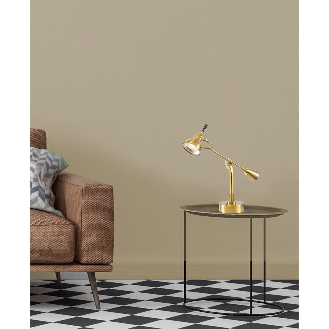 1-Light Brass Iron Table Lamp With A Shade And Clear Glass Cover