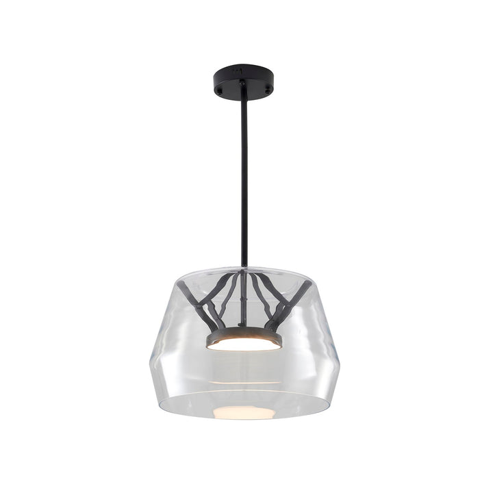 1-Light Black Led Pendant With A Clear Glass Shade by Bethel