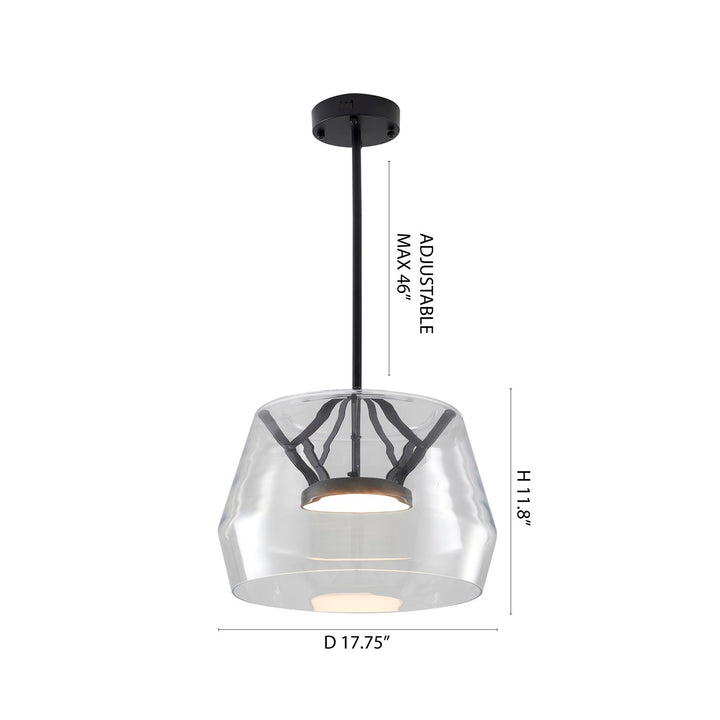 1-Light Black Led Pendant With A Clear Glass Shade