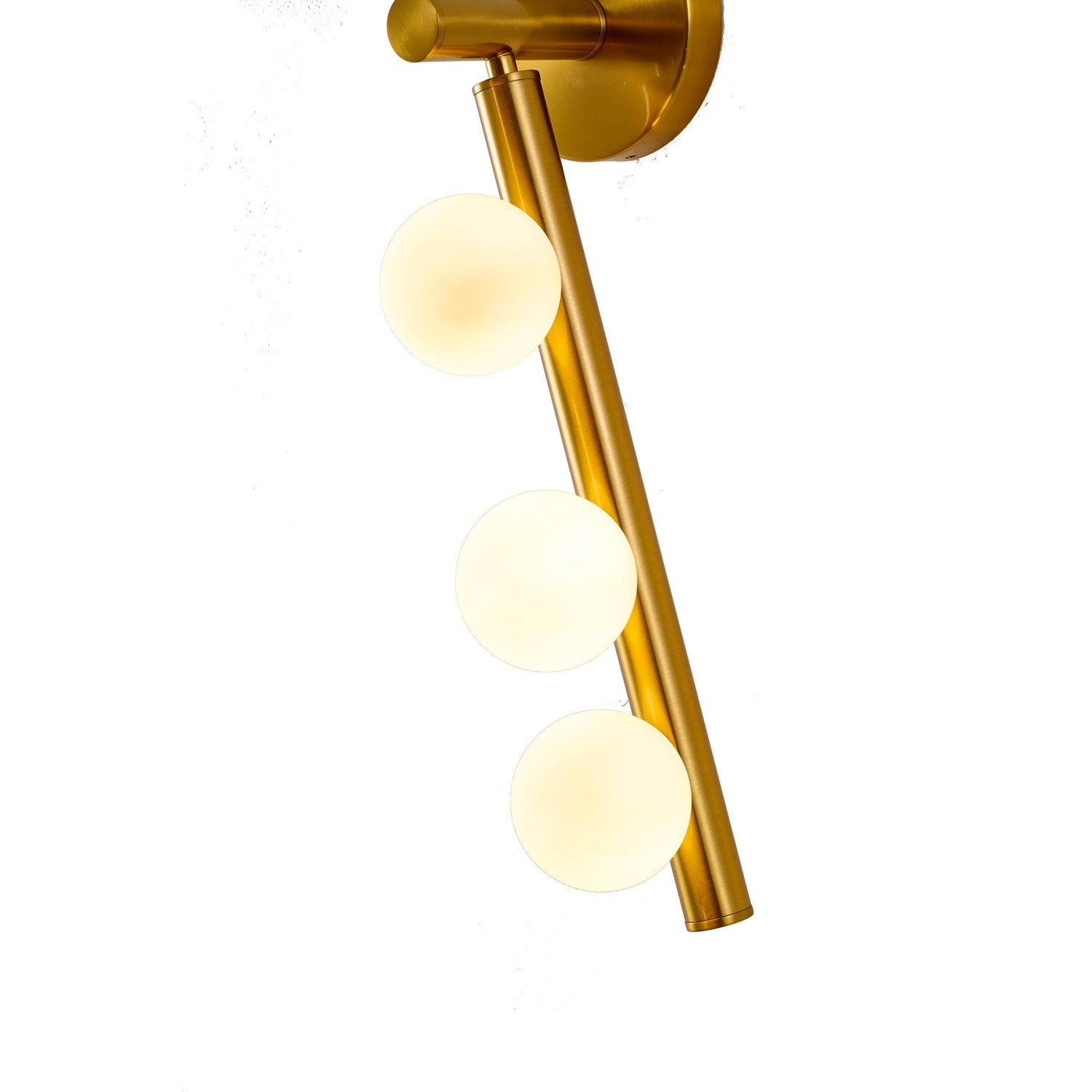 3-Light Satin Brass Metal Wall Sconce With Whtie Glass Shades