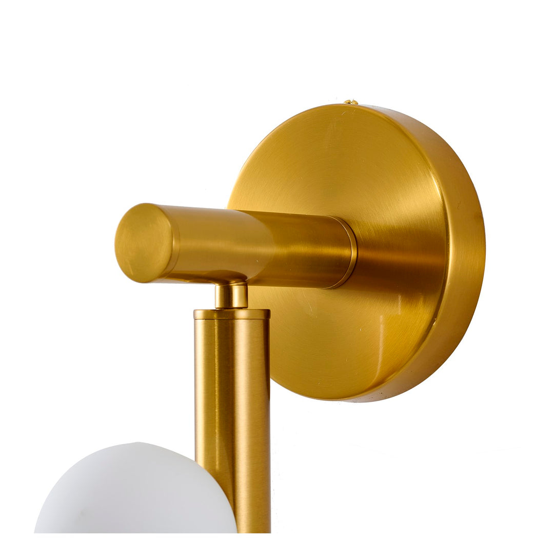 3-Light Satin Brass Metal Wall Sconce With Whtie Glass Shades