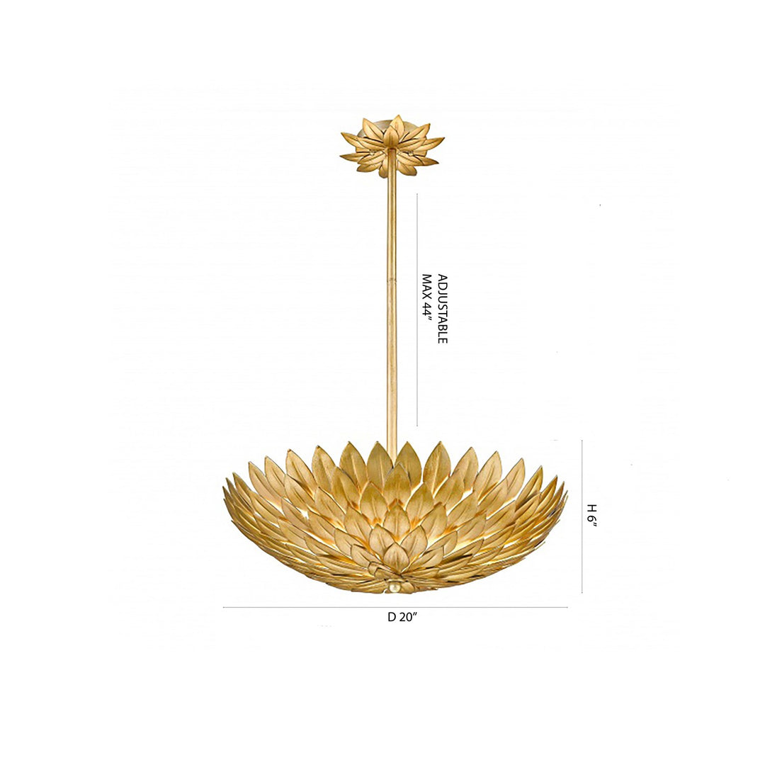 5-Light Gold Metal Leaf Chandelier