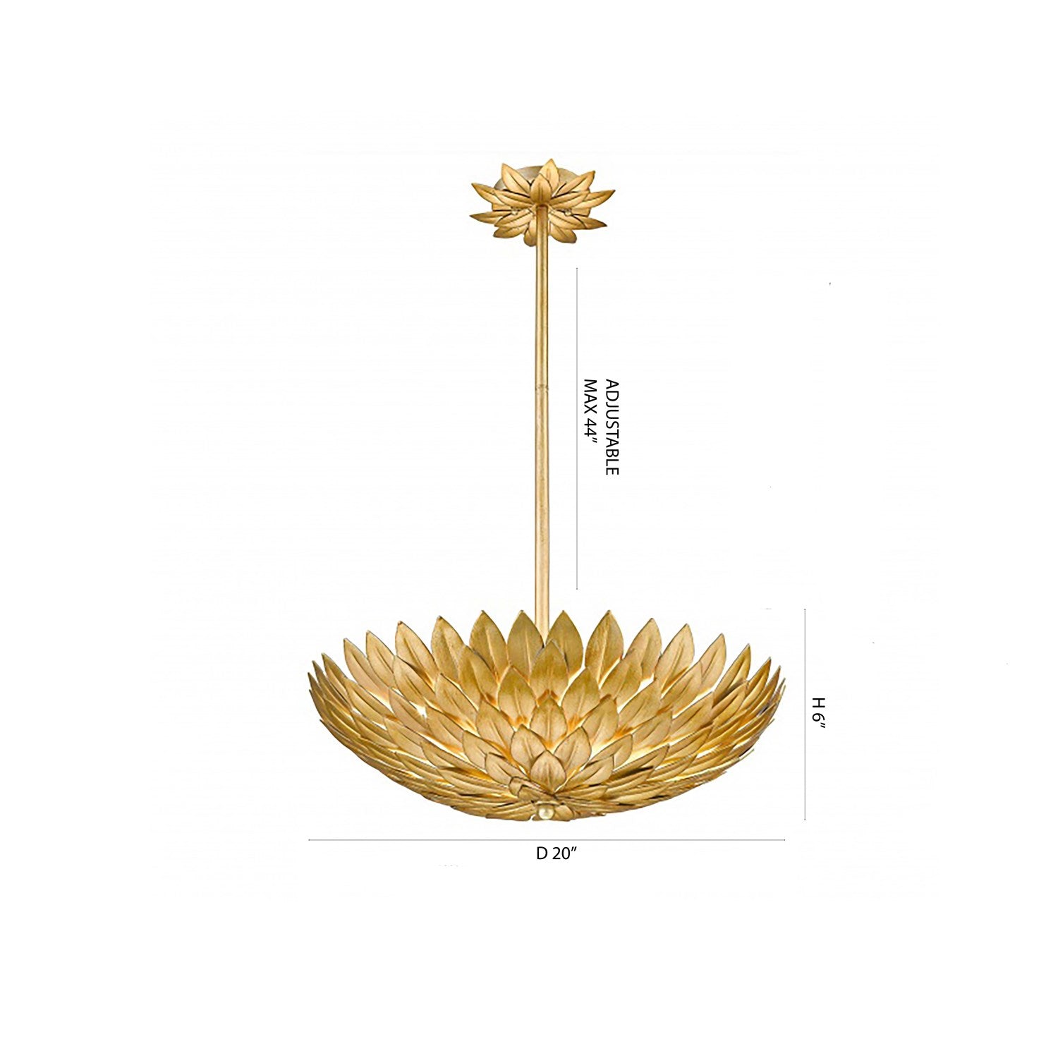 5-Light Gold Metal Leaf Chandelier