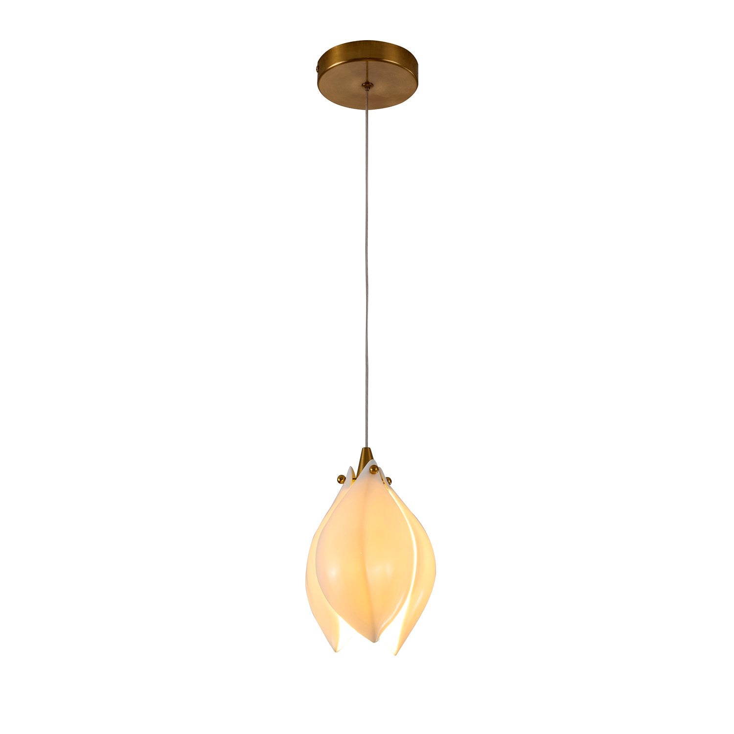 1-Light Bronze Single Pendant With A Cream Ceramic Flower by Bethel