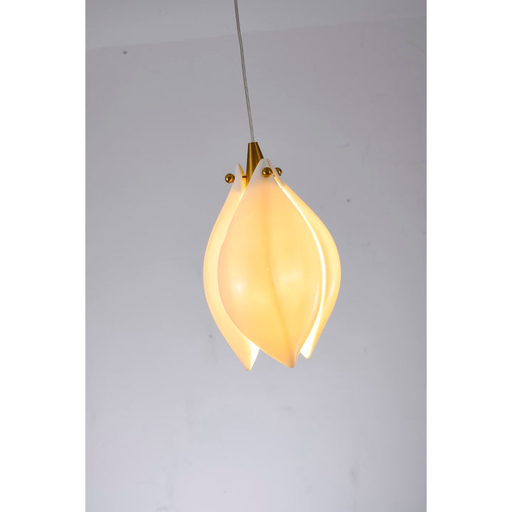 1-Light Bronze Single Pendant With A Cream Ceramic Flower