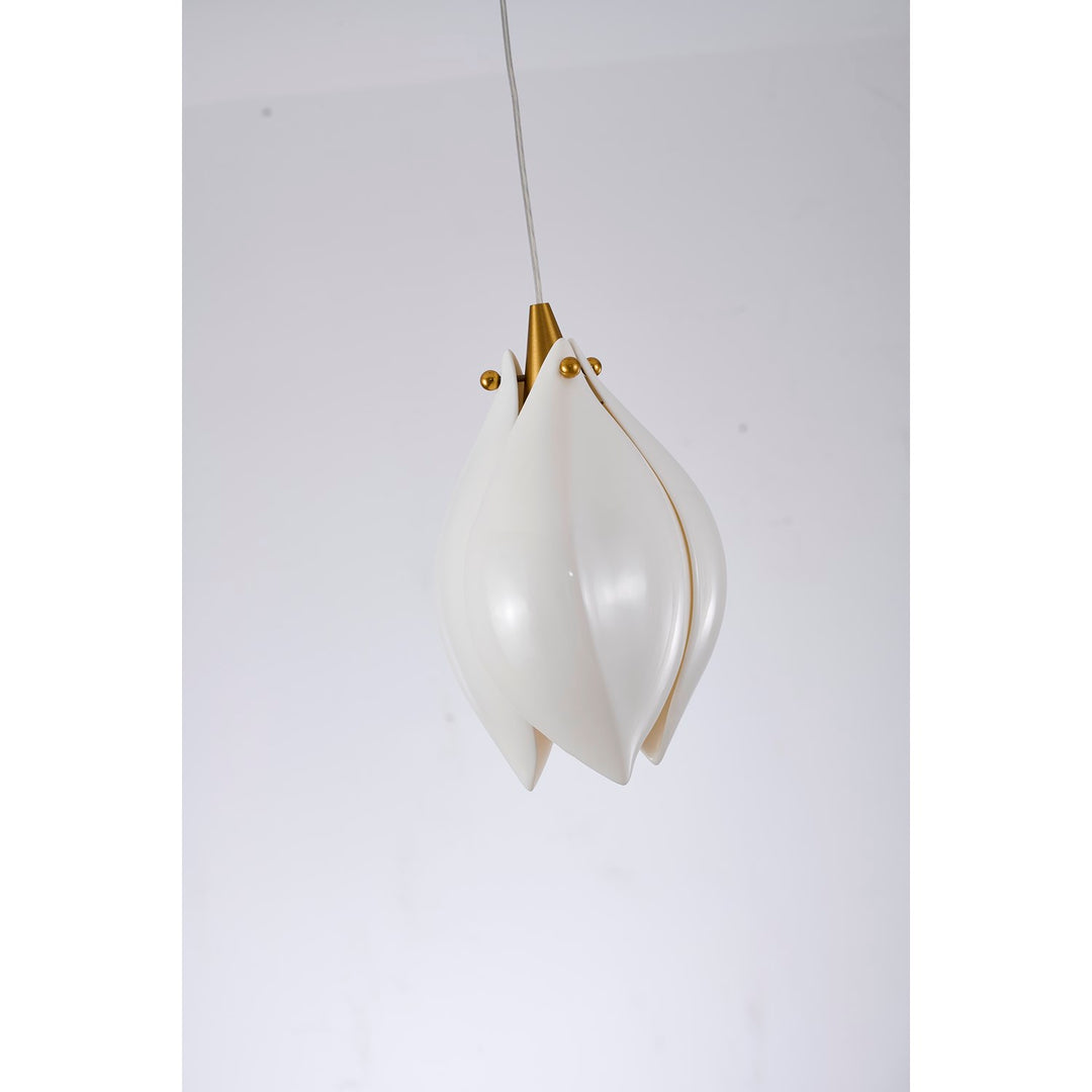 1-Light Bronze Single Pendant With A Cream Ceramic Flower