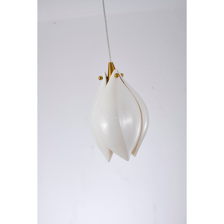 1-Light Bronze Single Pendant With A Cream Ceramic Flower